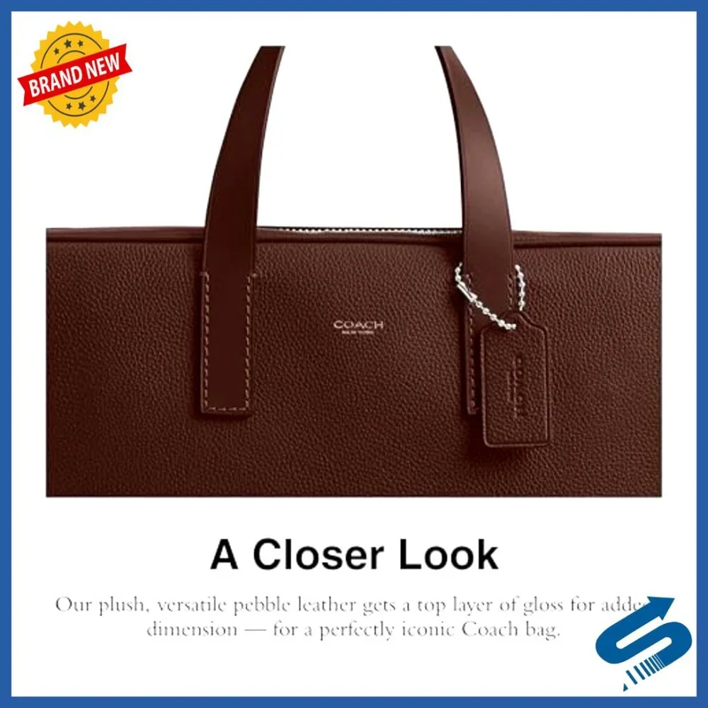 Leather Briefcase with Laptop Sleeve Detachable Strap Work Commute